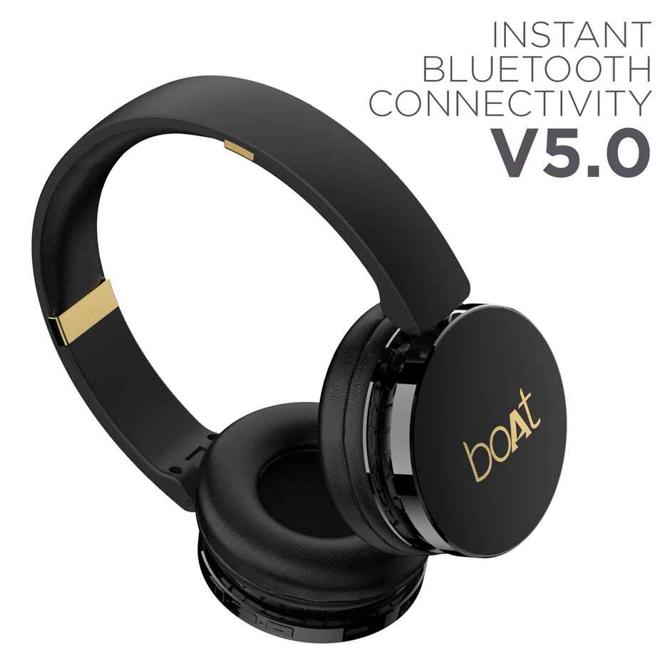 boAt Rockerz 370 BT Headphones w/ 12H Playtime, Cozy Padded Earcups & Bluetooth v5.0 (Buoyant Black)