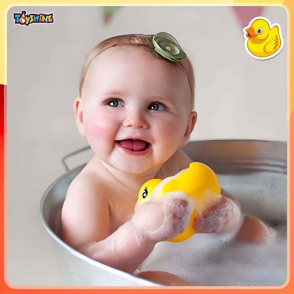 Toyshine Squeezy Chu Chu Ducks Bath Toy with Sound - Duck Family Set of 3 | Yellow