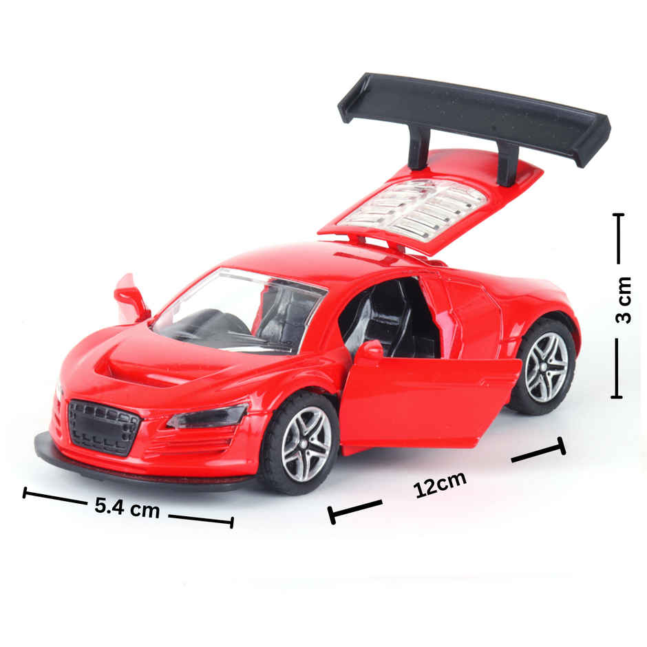 Race n Roll Premium Die-Cast Car | 3-Way Opening | Pull-Back Action | Aud Red