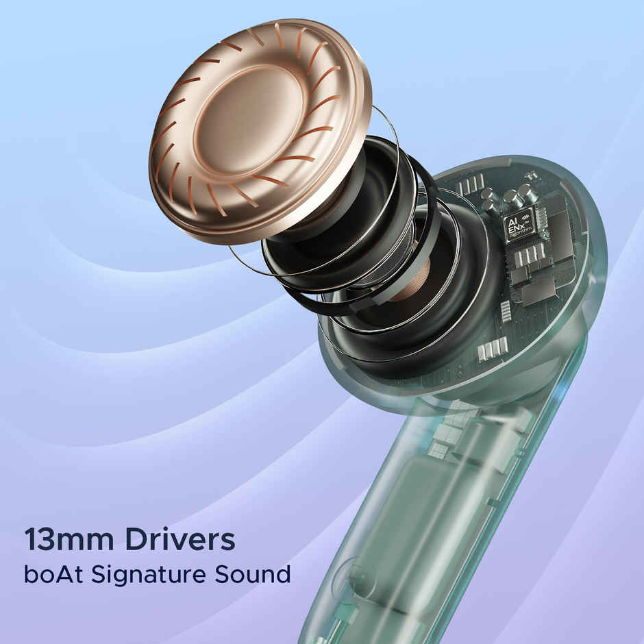 boAt Airdopes 191 ANC, 32dB ANC, Ambient Mode, 60HRS Battery, 4Mics ENx, in-Ear Detection, IWP Tech, Fast Charge, v5.3 Bluetooth Earbuds, TWS Ear Buds Wireless Earphones with mic (Pellucid Green)