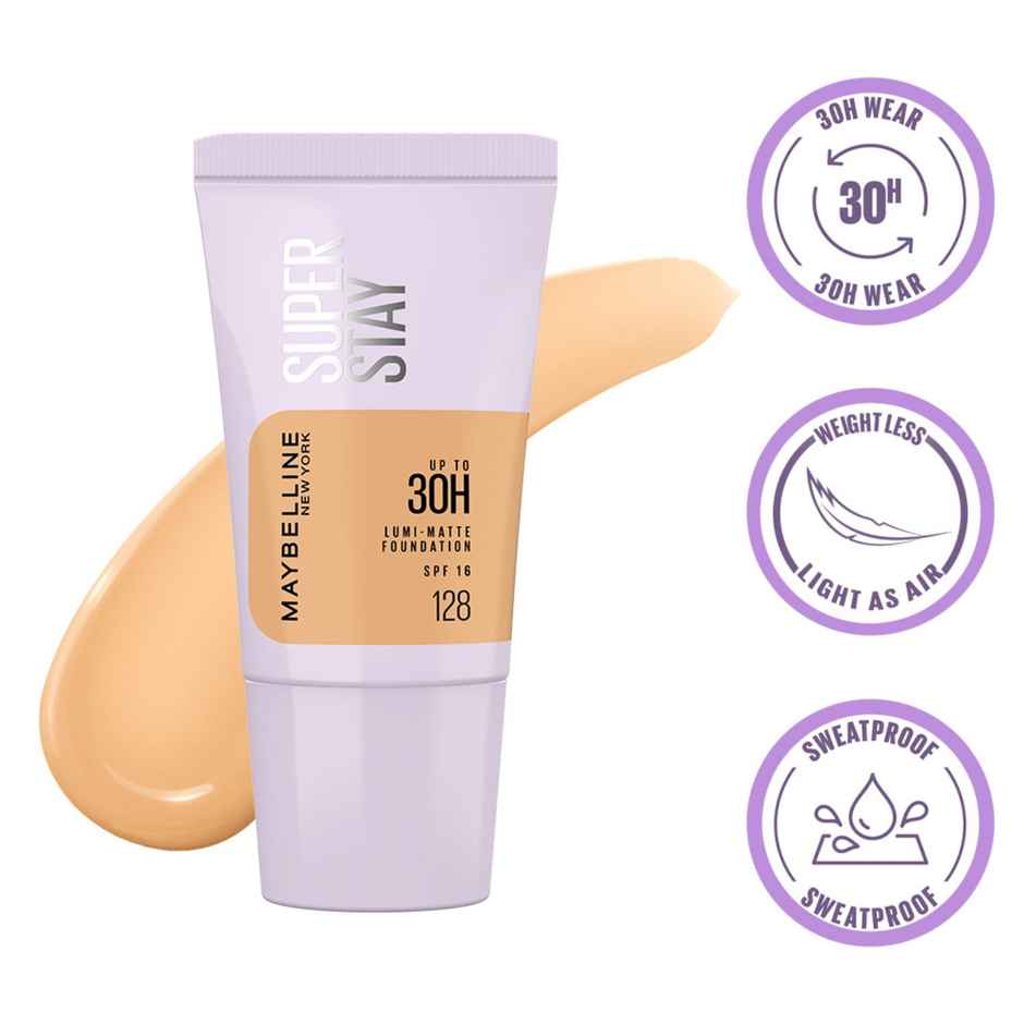 Maybelline Super Stay Lumi Matte Liquid Foundation, 30HR Long Lasting, 128
