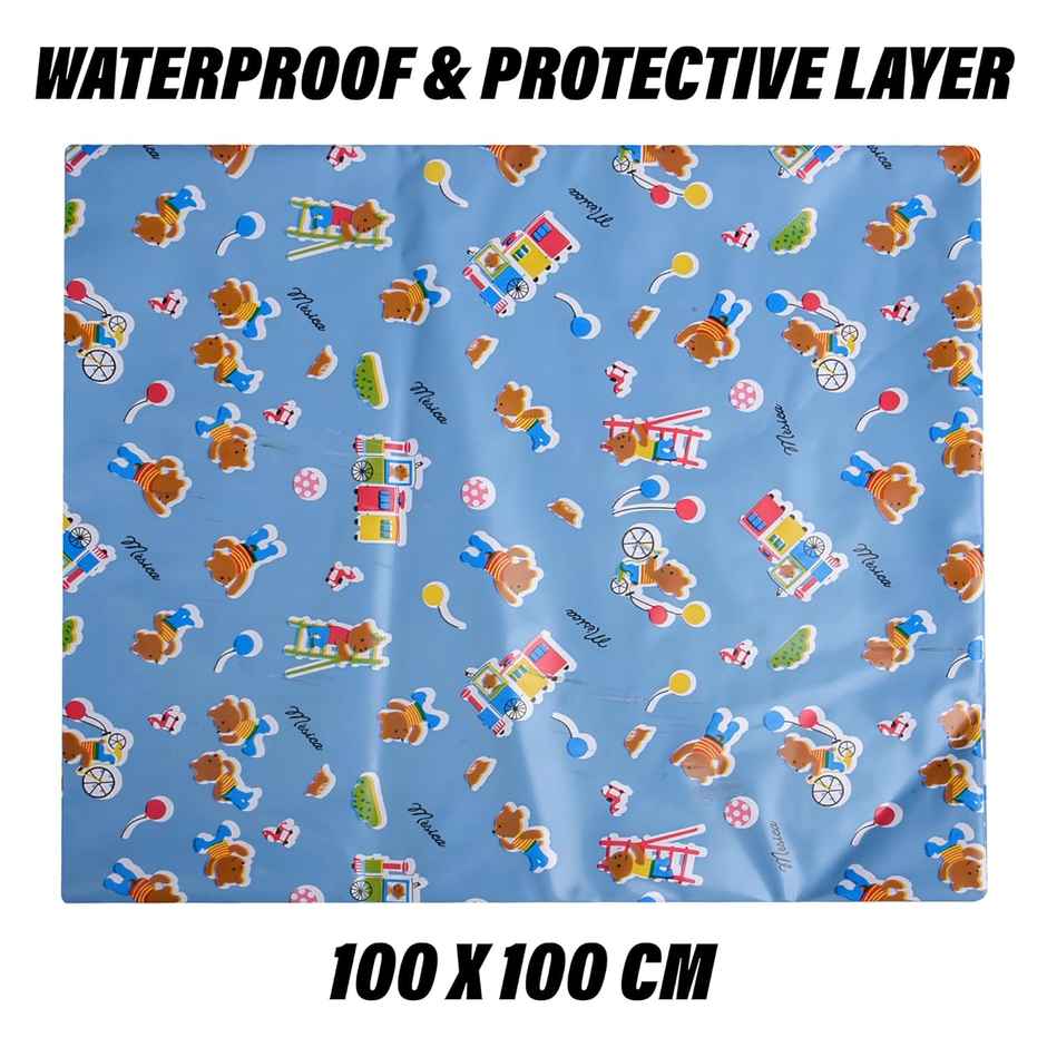 Kuber Industries Reversible Baby Plastic Sheet|Baby Crib Sheet for Baby|100x100 CM|Blue
