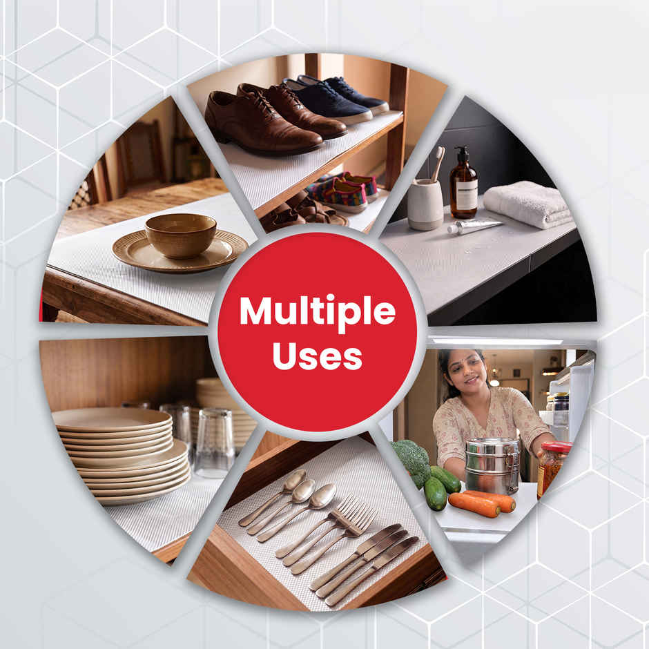 Senego Anti Slip Mat | 5 m | Shelf Liner Mat for Kitchen/Cupboard/Drawers | 45 cm x 5 m | White | EVA, BPA Free