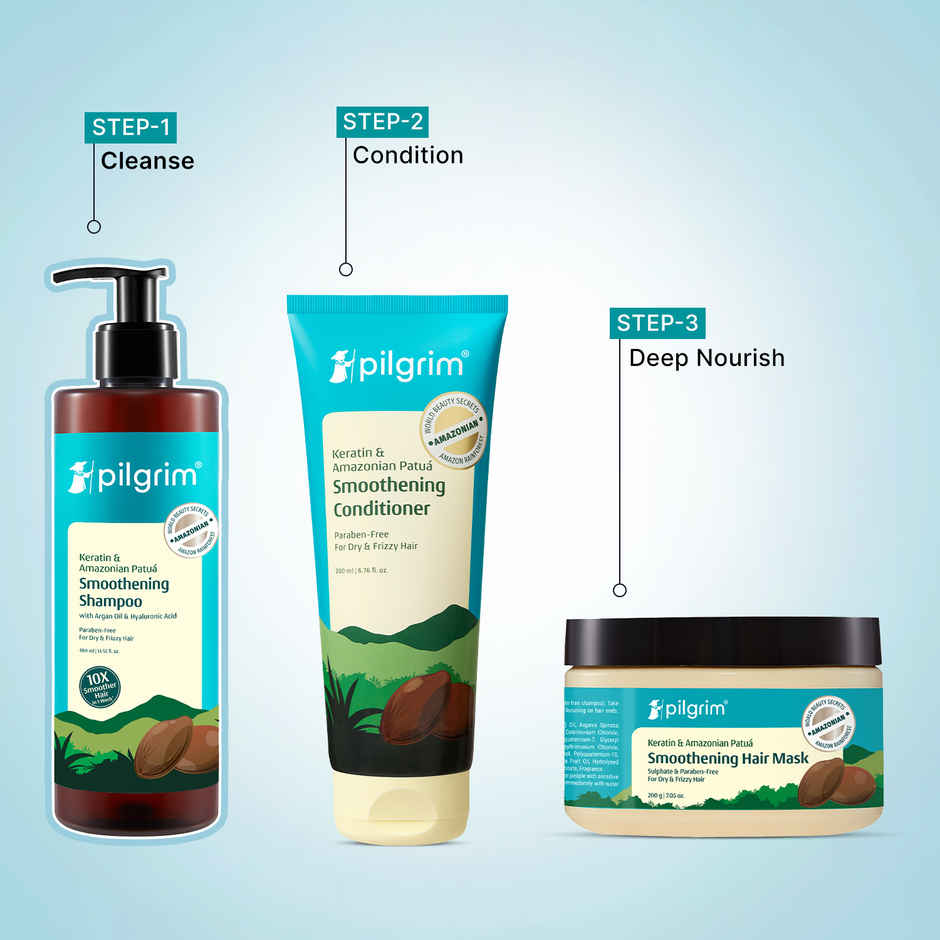 Pilgrim Keratin & Amazonian Patua Smoothening Shampoo for Smooth, Frizzy & Shinier Hair