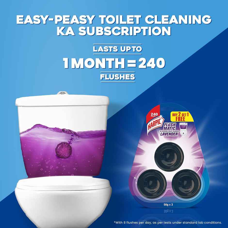 Harpic Disinfectant Toilet Cleaner Liquid Original(1l) & Harpic Flushmatic Toilet Cleaner Blocks- Lavender(150gms) Combo