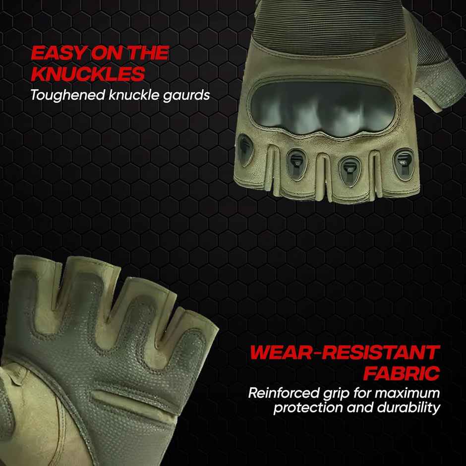 AutoGuys HF|2 Half|Finger Bike Riding Gloves Knuckle Armour Hand Gloves Washable | Size | XL, Green