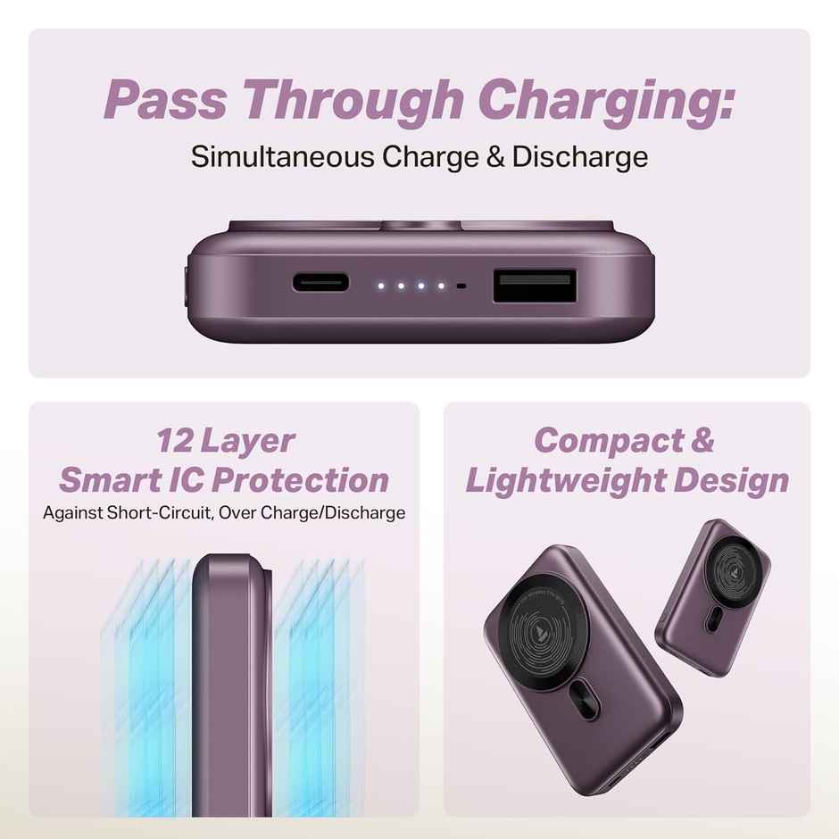 boat EnergyShroom PB331 MagnaCharge Wireless Powerbank | Purple