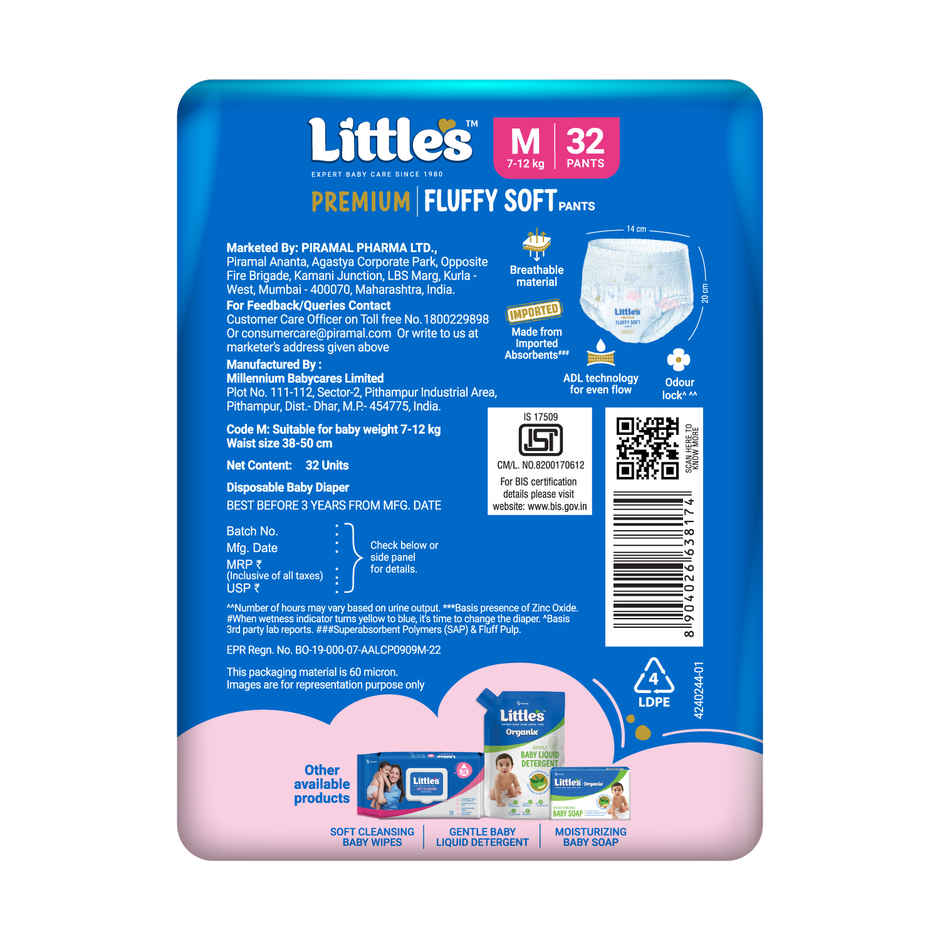 Littles Expert Baby Care Comfy Pant Style Diaper | M | 32 pcs