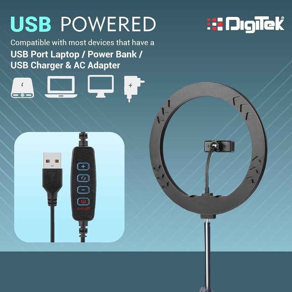 Digitek Drl-14C 14 Inch Led Ring Light With 5Ft Stand & Smartphone Mount - Usb Powered