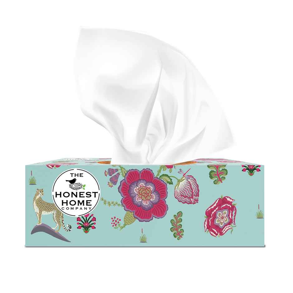 The Honest Home Company Face Tissue 2 Ply - 100 Pulls | Festive Blue