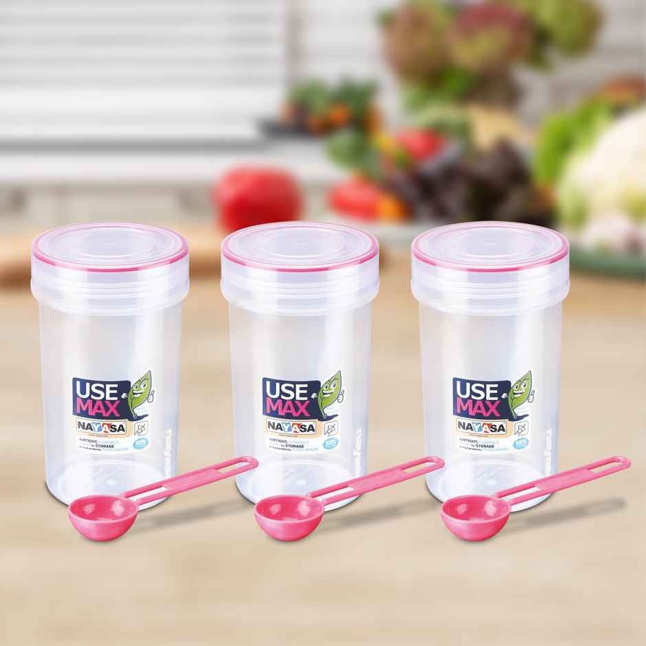 Nayasa Use Max Glaze BPA Free Food Grade Airtight Kitchen Storage Stackable Containers | Pink - 700 ml