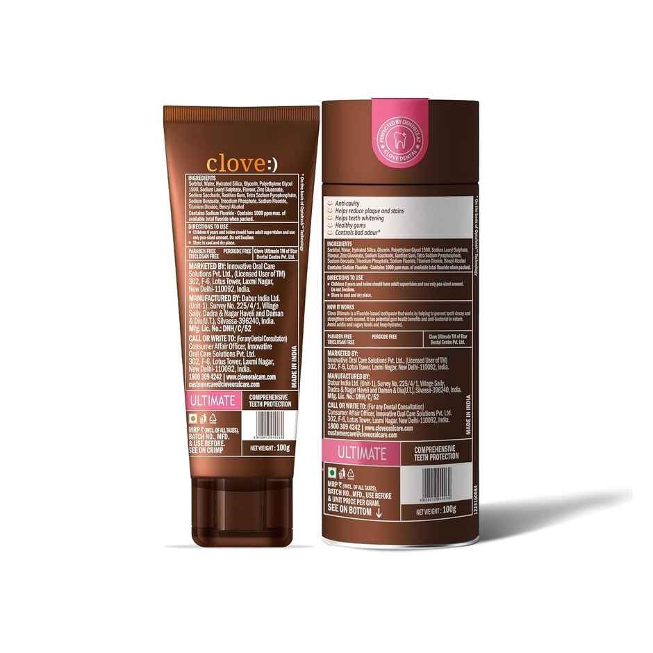 Clove Oral Care Ultimate Toothpaste | Active Freshness | Cavity Prevention | Teeth Whitening