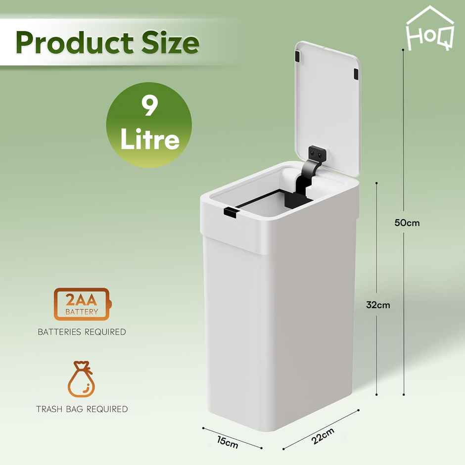 House of Quirk Automatic Touchless Trash Can | Motion Sensor Smart Dustbin | Waterproof Bathroom Garbage Bin for Home, Office & Dorm | White
