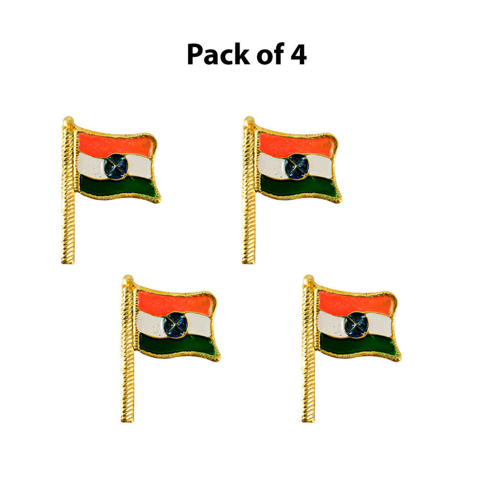 Indian National Flag Badge Set | Tricolor Pin | Pack of 4 | Picfest