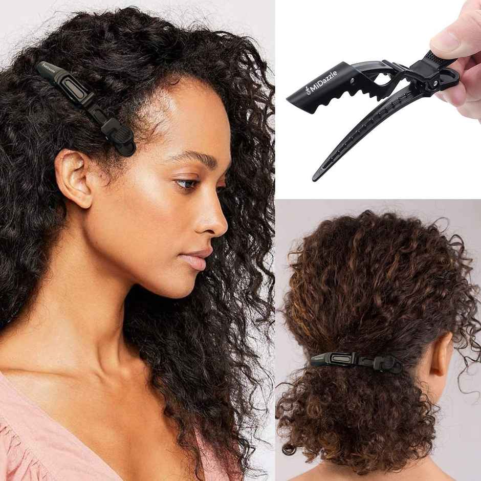 Midazzle Professional Hair Sectioning Crocodile Clips, Black | Pack of 6 | MIHA6302