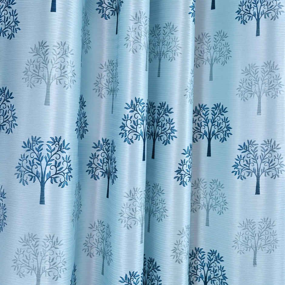 Cortina Polyster Printed Door Curtain 7Ft - Sky Blue