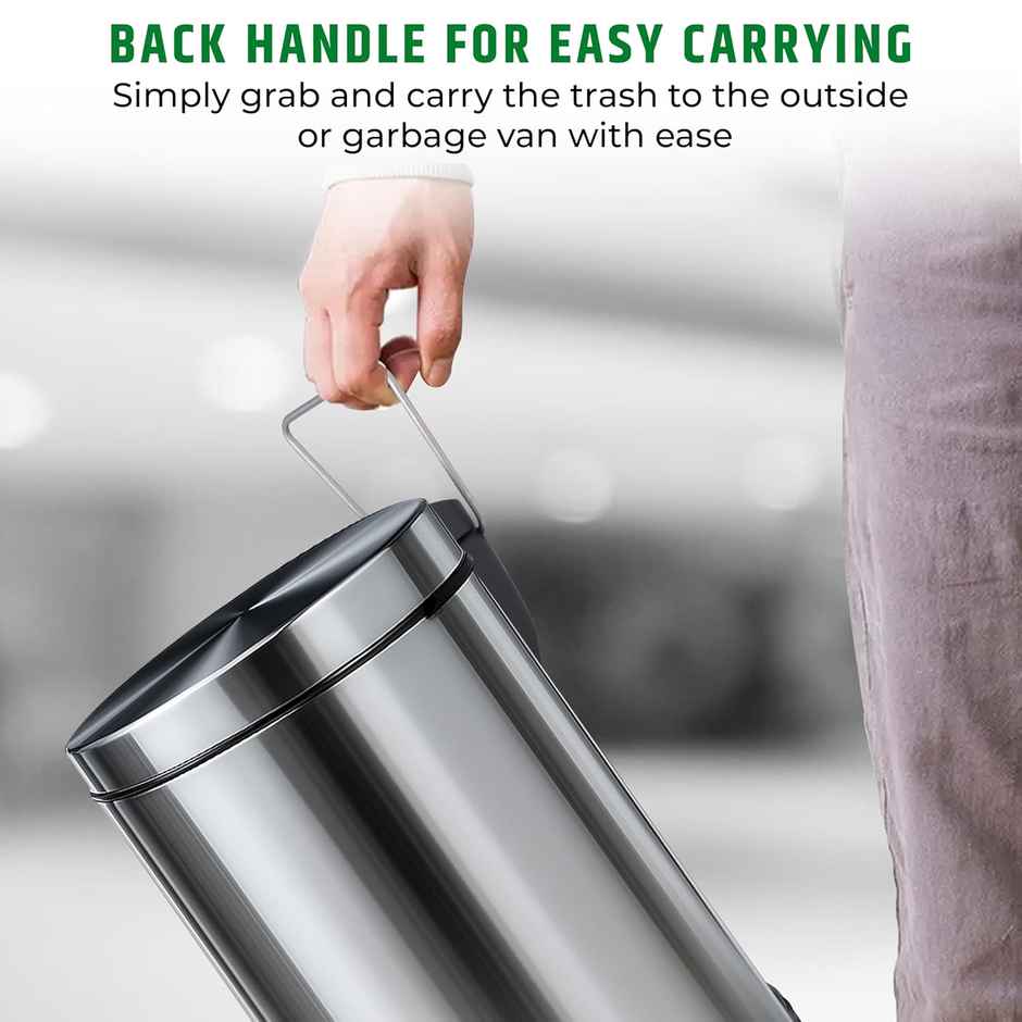 Robustt Stainless Steel Dustbin - 5 L | Silver