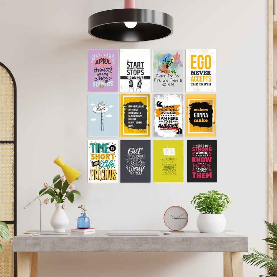 Paper Plane Design Motivational Wall Posters | Set of 12 | (29 cm x 21 cm) D15