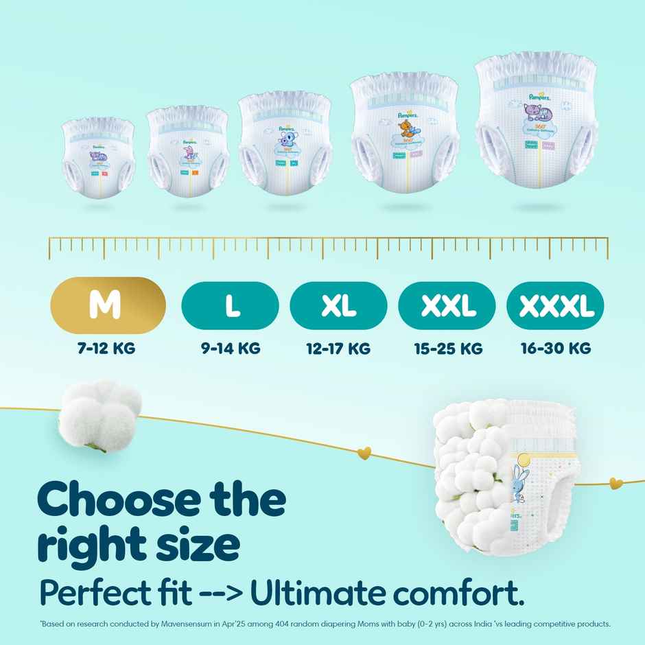 Pampers Premium Care Baby Diapers | Pant Style | M | 54 pcs Combo