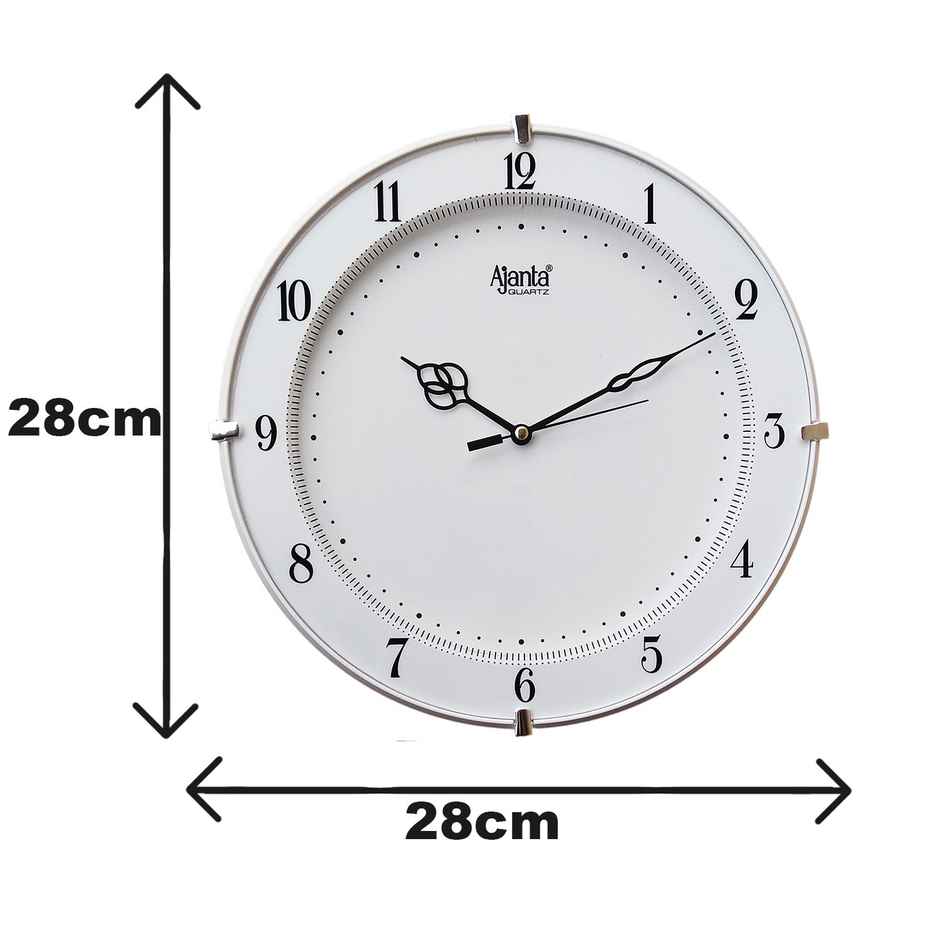 Ajanta Plastic Abstract Wall Clock (28 cm x 28 cm x 3.5 cm White) - Analog