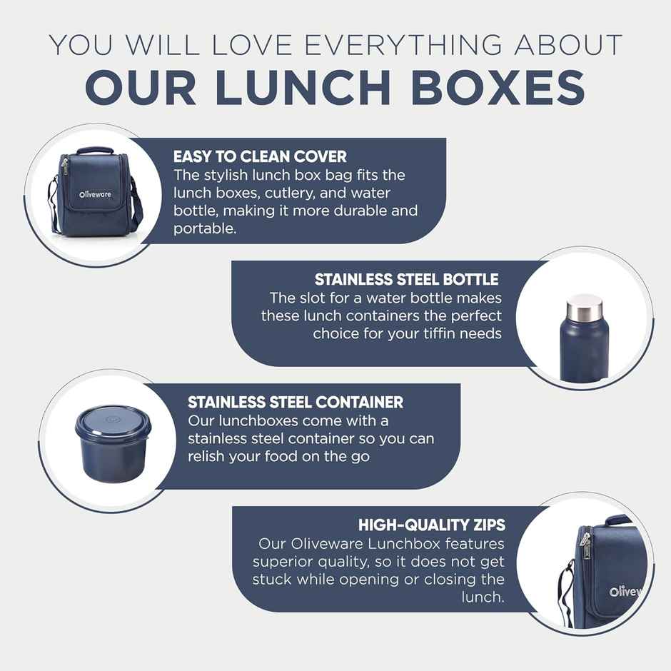 Oliveware Teso Lunch Box With Plastic Cutlery - Blue