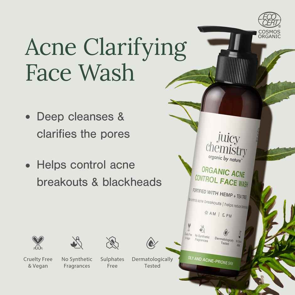 Juicy Chemistry Organic Acne Control Face Wash| Blemish Control & Purifying Face Wash