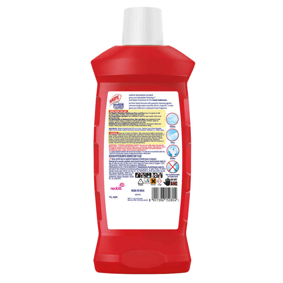 Harpic Lemon Bathroom Cleaner Liquid | Removes Bathroom Stains