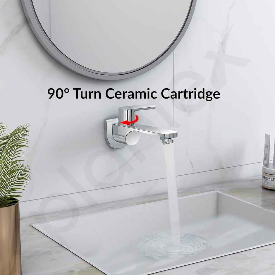 Plantex ORN-202 Brass Bib Cock Water Tap - Teflon Tape & Wall Flange (7 Year Warranty)