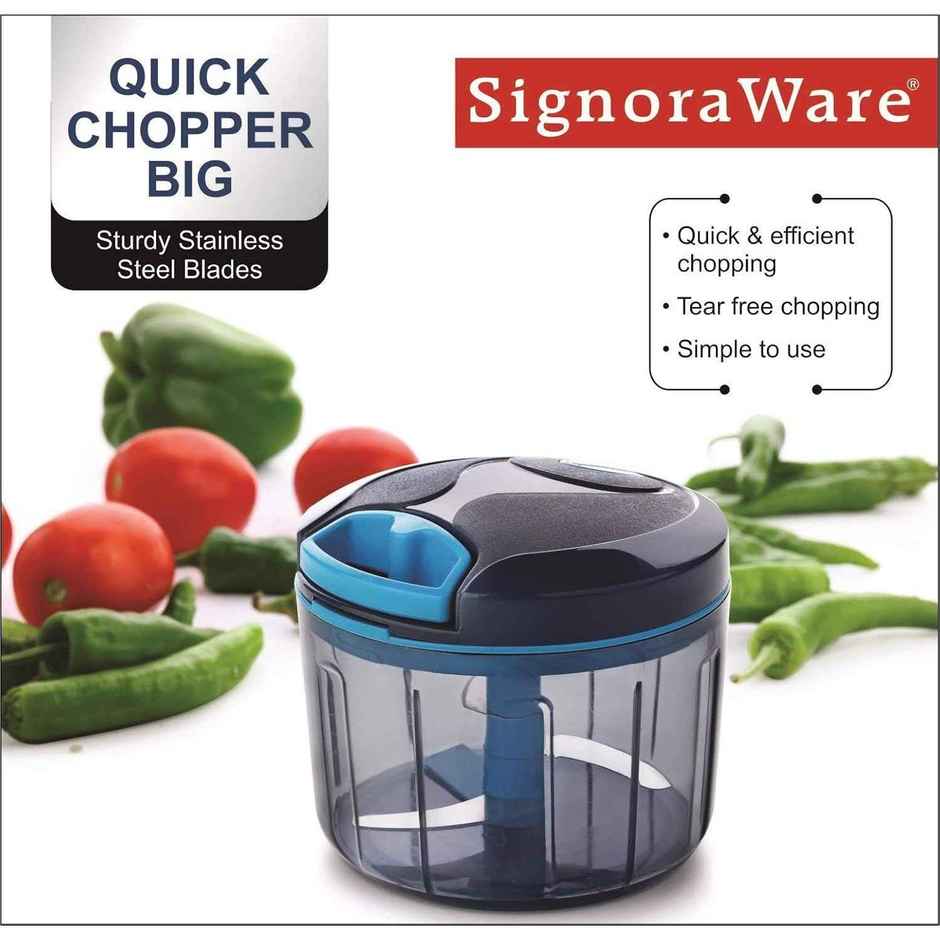 Signoraware Quick Chopper Big with 3 Steel Blades | 725 ml | Assorted