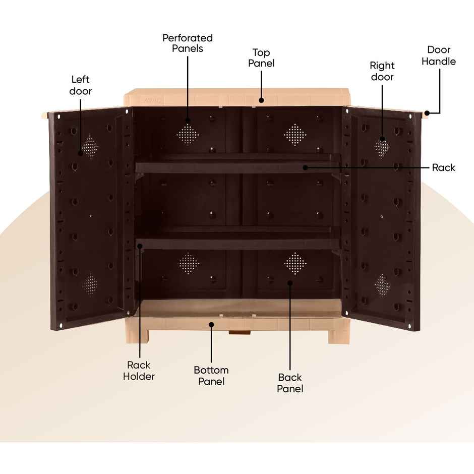 Avro Furniture Star Plastic Multipurpose Almirah Shoe Rack Brown & Beige