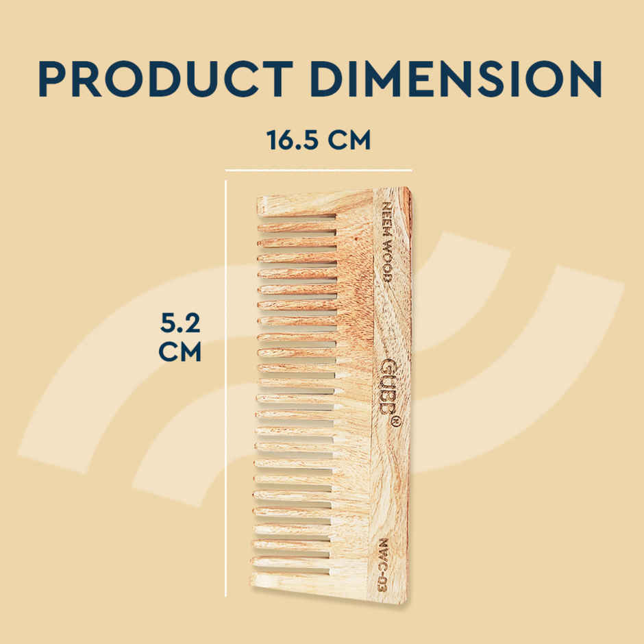 GUBB Wide Teeth Neem Wood Comb