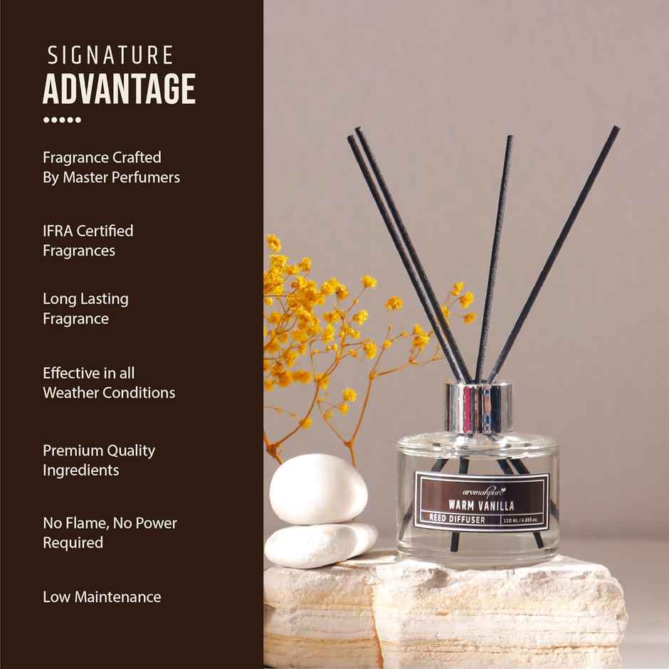 Aromahpure Premium Reed Diffuser -Vanilla, With 6 Fiber Reed Stick