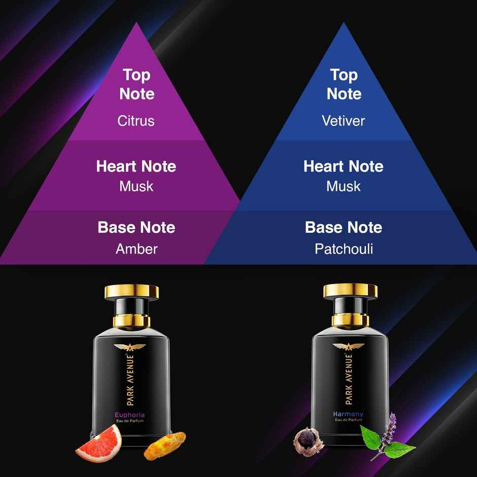 Park Avenue Euphoria And Harmony Eau De Perfume Gift Set For Men(200ml) & Fnp Magic Of Red Roses In Sleeve(1pc) Combo