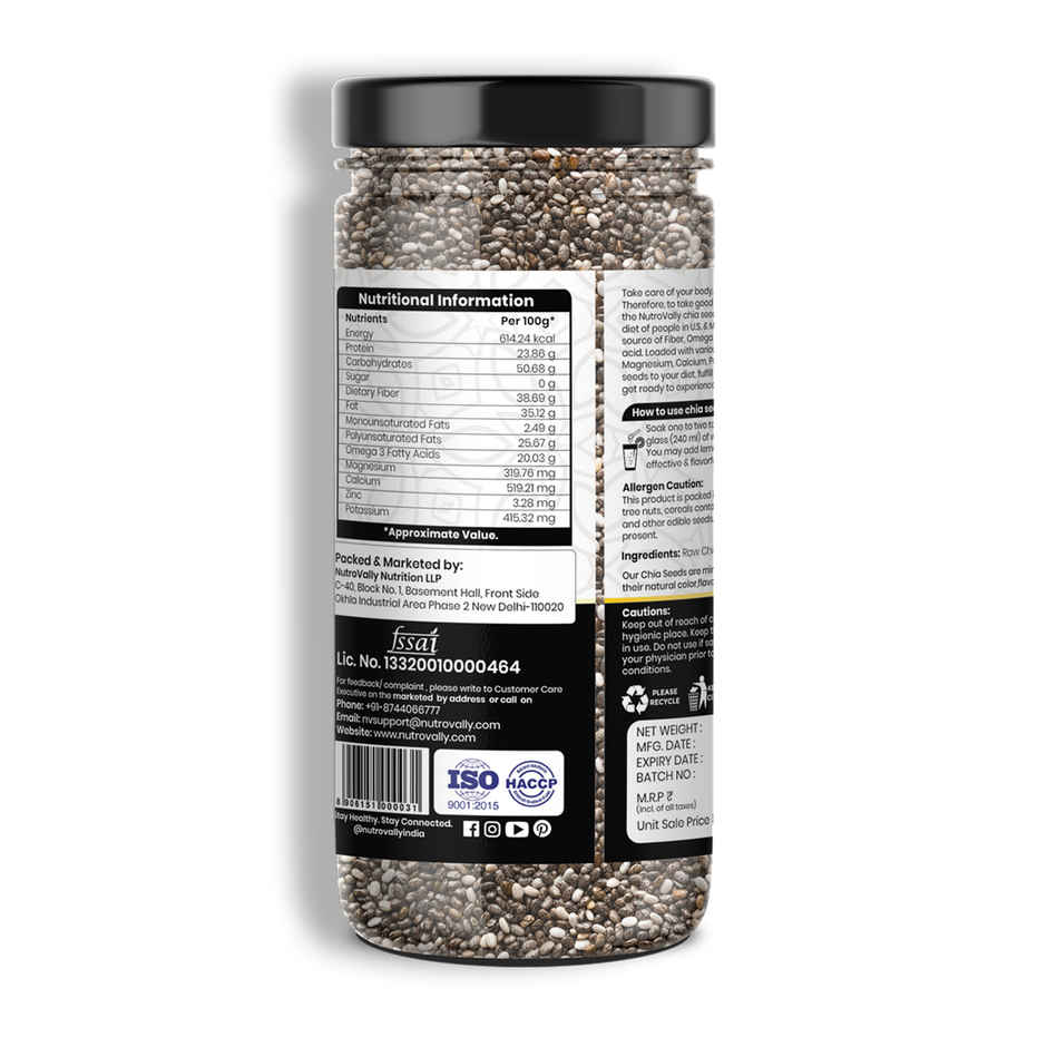 NutroVally Premium Chia Seeds | Rich in Protein and Fiber