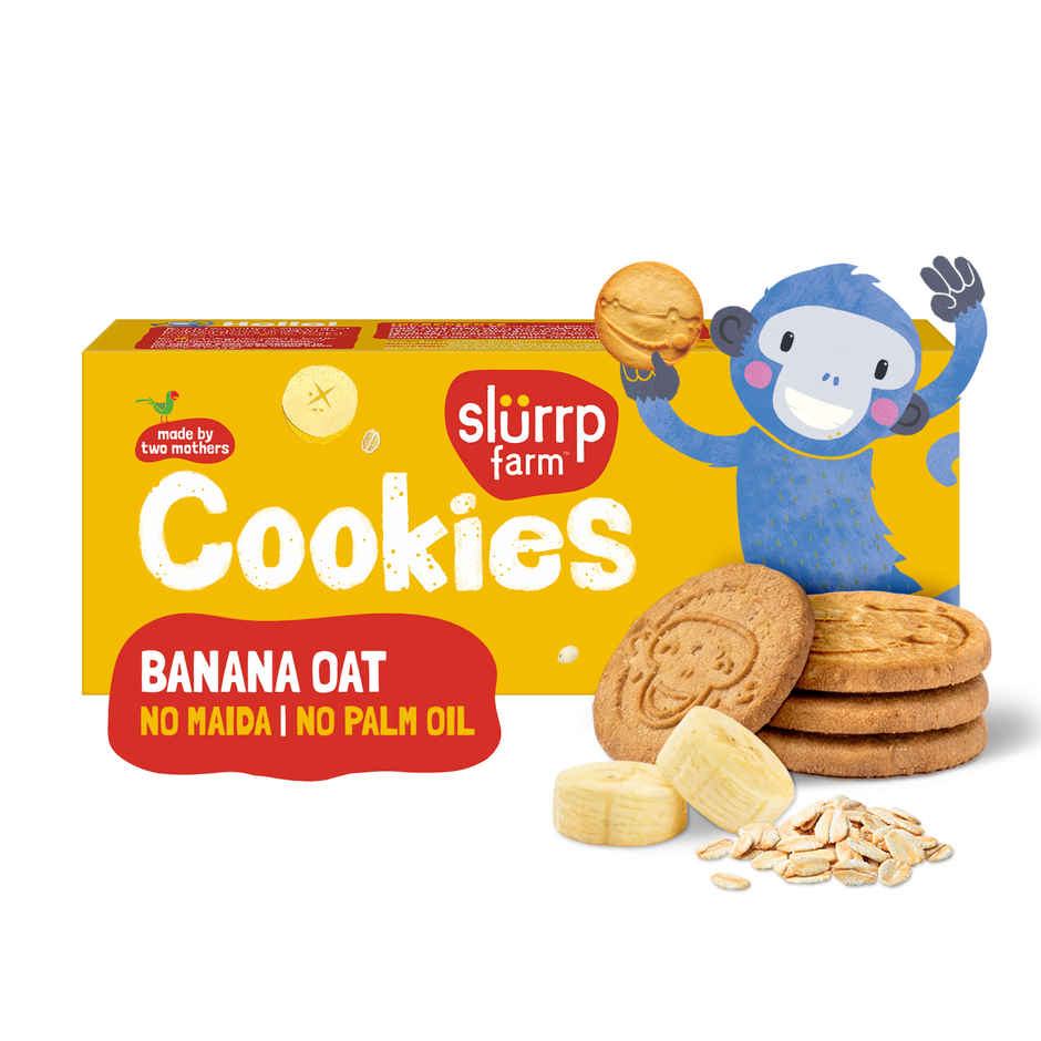 Slurrp Farm No Maida No Palm Oil Banana Oat Cookies | Yummy Biscuits For Kids | Combo