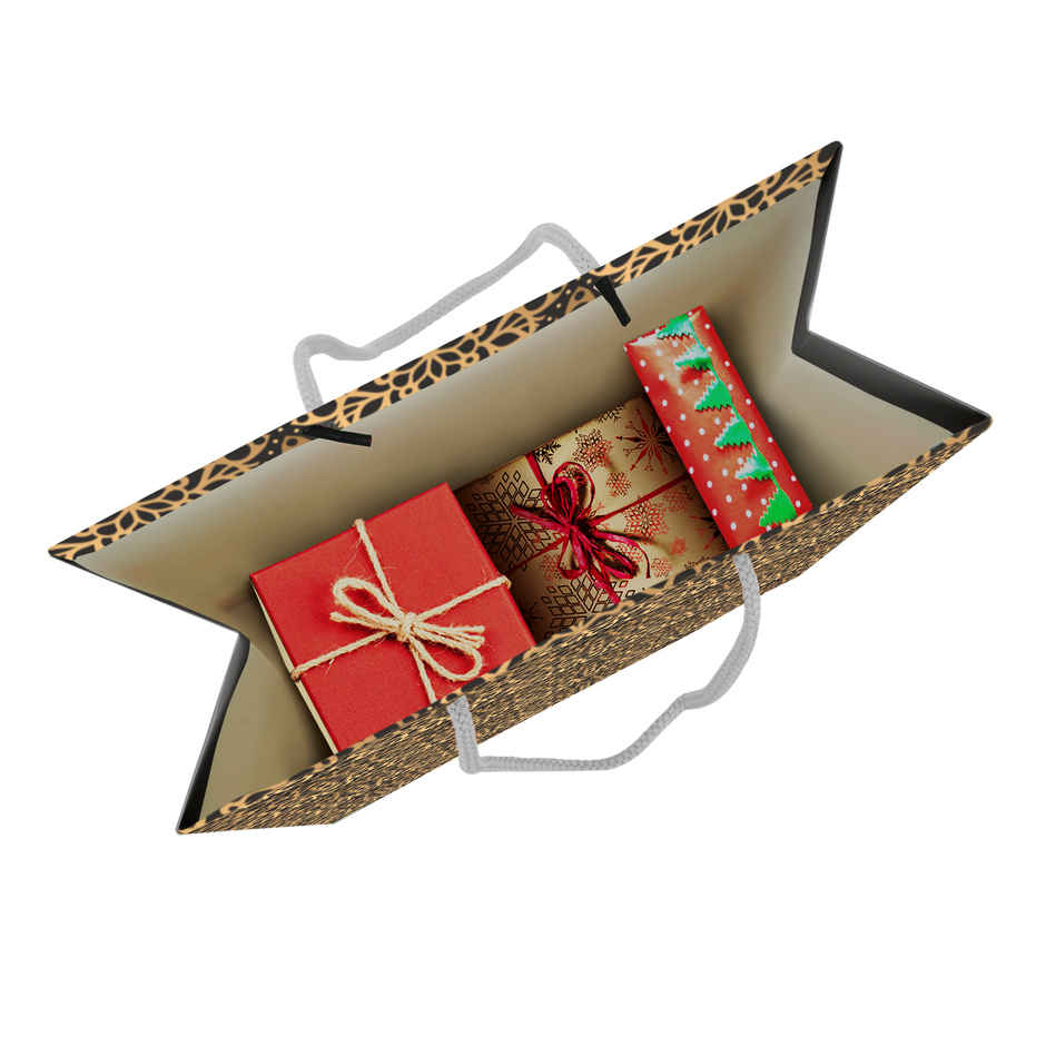 Paperpep Votive Print | Gift Paper Bag | Golden | 13 x 10 x 4.5 in