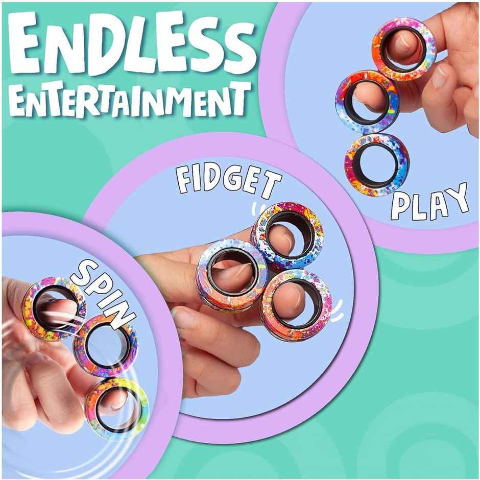 Kidology Magnetic Fidget Toy Ring Fidget Spinner Rings Toy ADHD Therapy Toys Fidget Spinner
