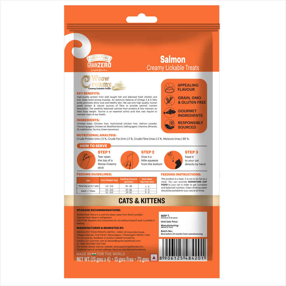 Grain Zero Creamy Lickable Cat Treat - Salmon