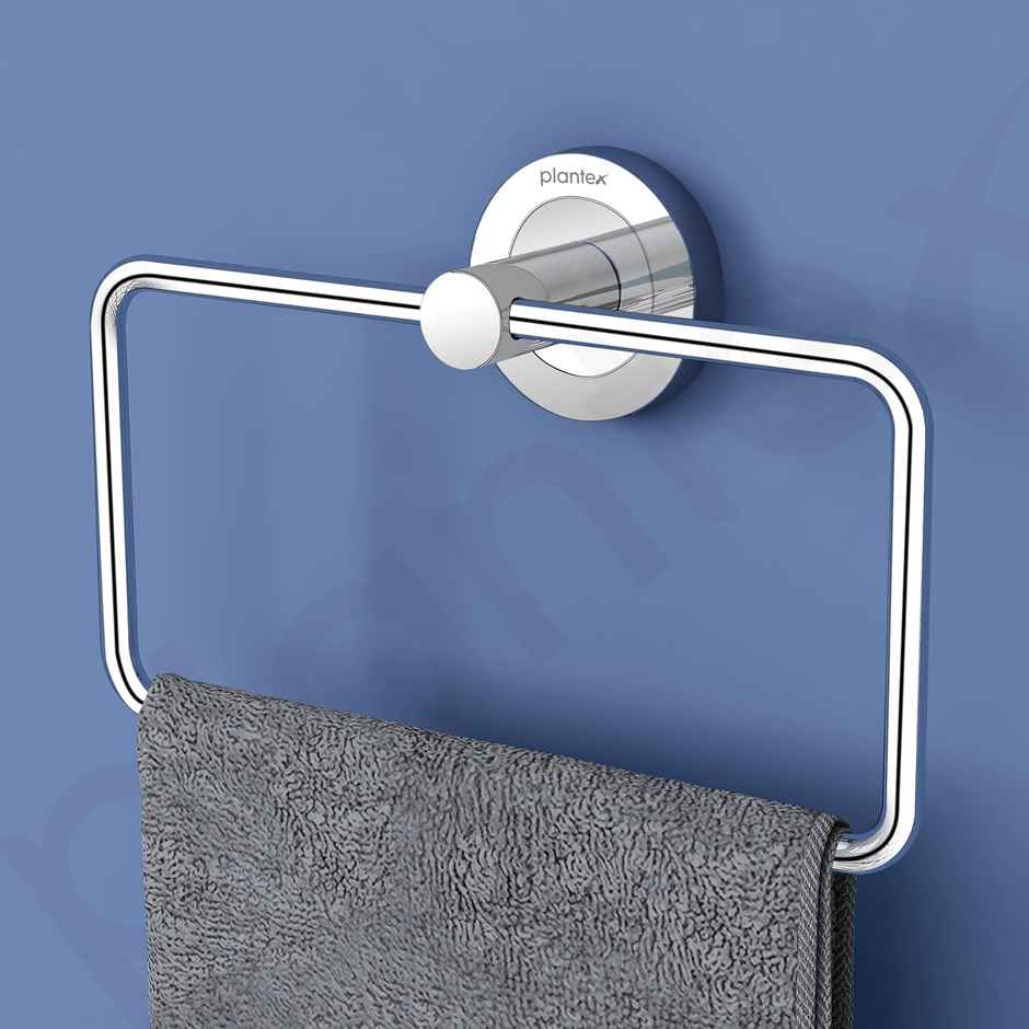 Plantex Rectangular Stainless Steel Towel Ring for Bathroom and Wash Basin - Chrome Finish