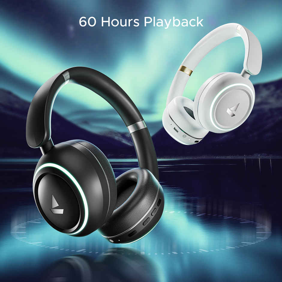 boAt Rockerz 480 Bt Headphones W/ 60H Playtime, Blazing Rgb Leds, 40Mm Drivers (White Sabre)