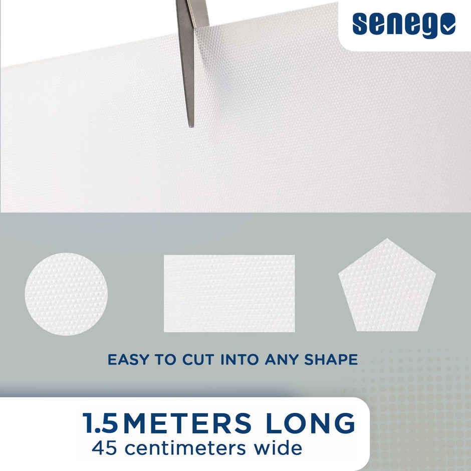 Senego Anti Slip Mat | 1.5 m | Shelf Liner Mat for Kitchen/Cupboard/Drawers | 45 cm x 1.5 m | White | EVA, BPA Free