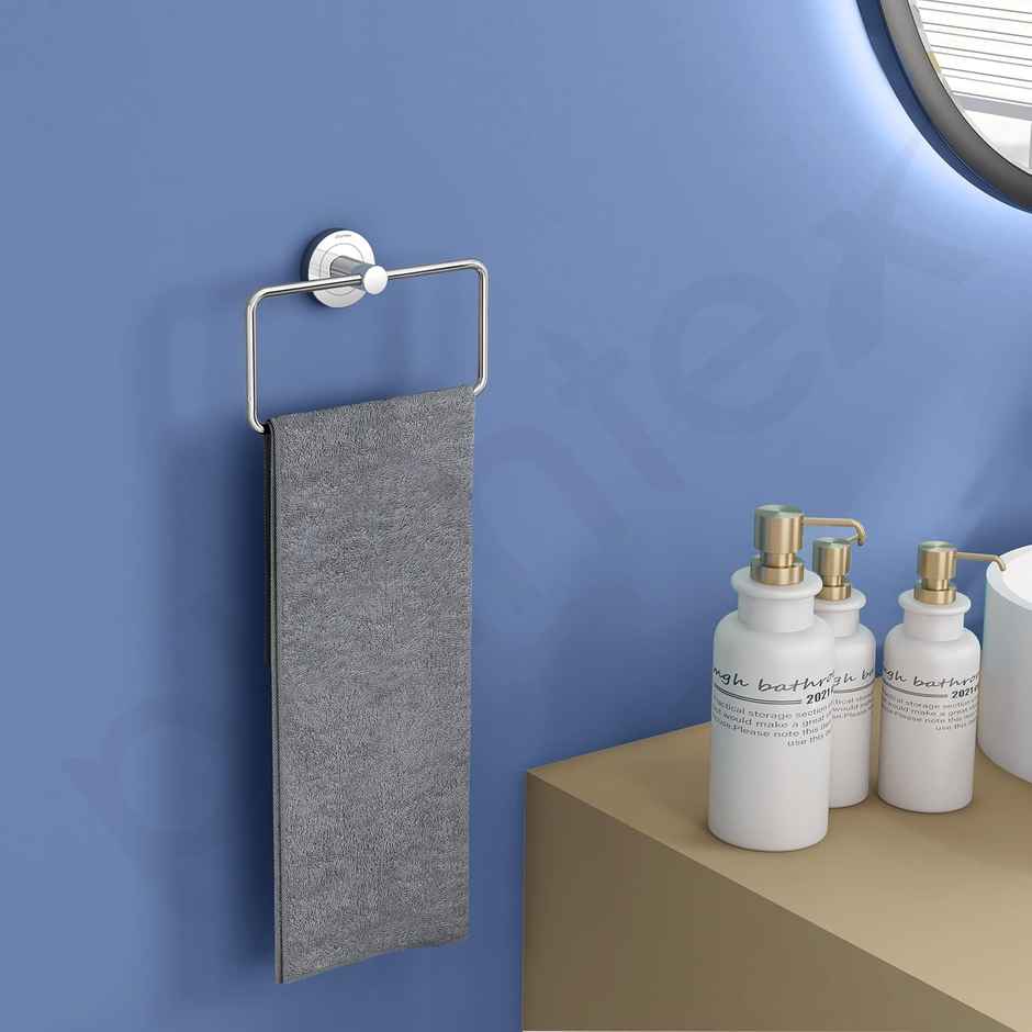 Plantex Rectangular Stainless Steel Towel Ring for Bathroom and Wash Basin - Chrome Finish