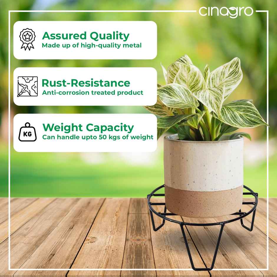 Cinagro Round Metal Plant Stand - Durable & Anti-Rust | For Home-Balcony & Garden