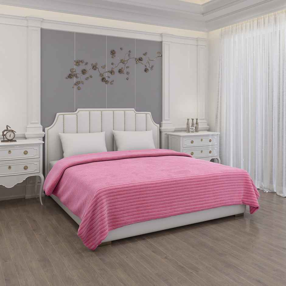 Status Ribbed Flannel Throw 150 x 200 Cm | Pink