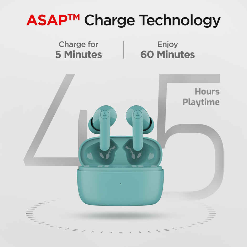 boAt Airdopes 138 Pro TWS Earbuds w/ 45H Playtime, ASAP Charge, 11 mm Drivers & ENx Tech (Mint Cascade)