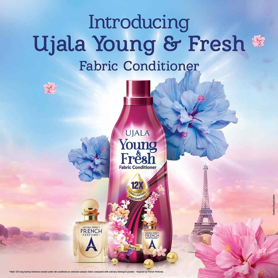 Ujala Young & Fresh Aura Fabric Conditioner with French Perfume for Lasting Freshness