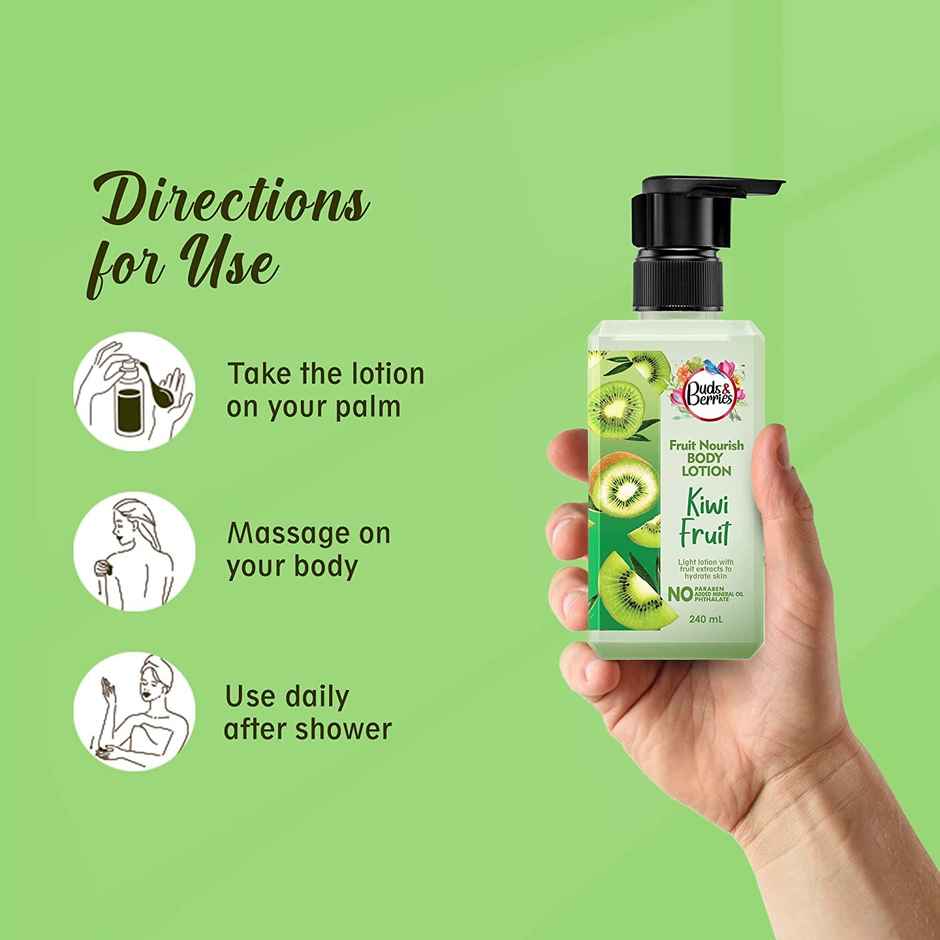 Buds & Berries Kiwi Fruit Extracts Body Lotion for Soothing Moisturization, All Skin Types