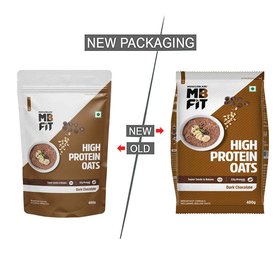 MuscleBlaze Fit High Protein Oats (Dark Chocolate, 400g) | 22g Protein