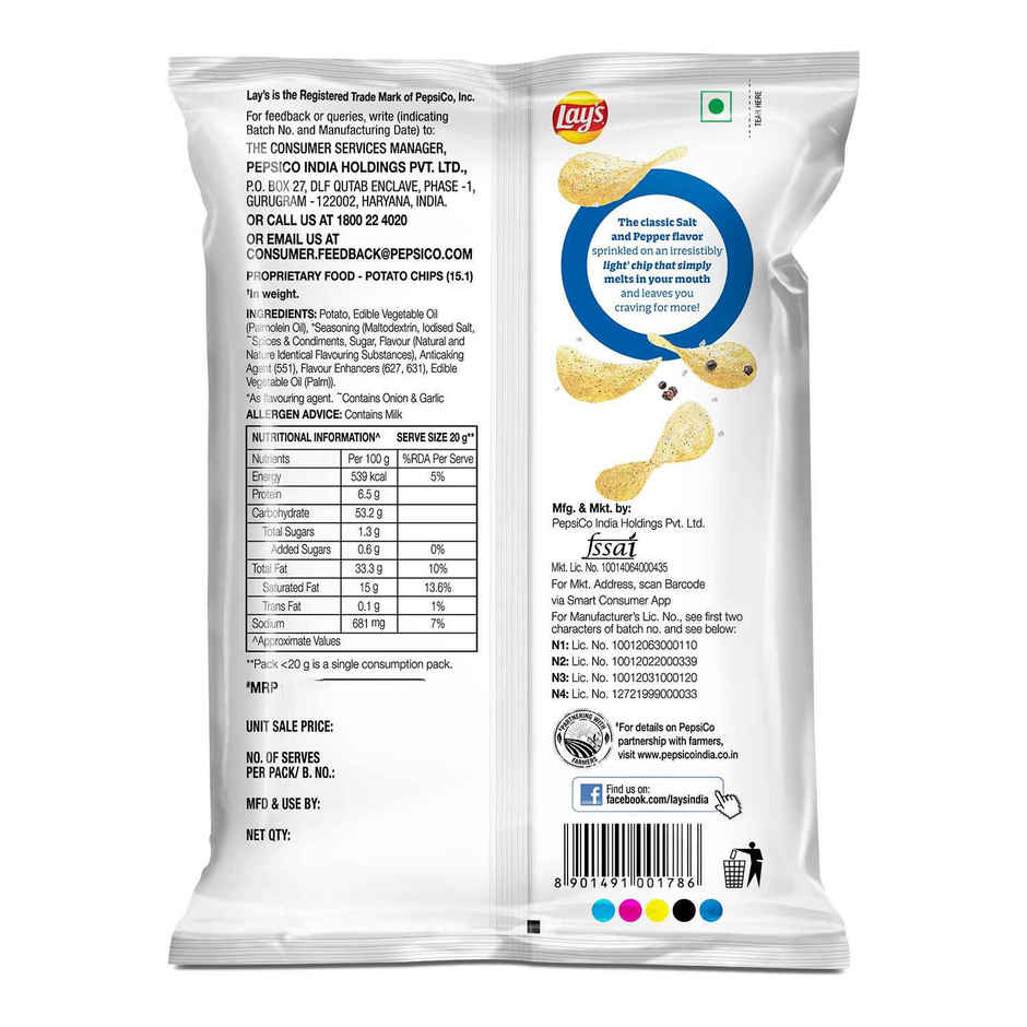 Lay's Wafers Salt with Pepper Flavour | Potato Chips