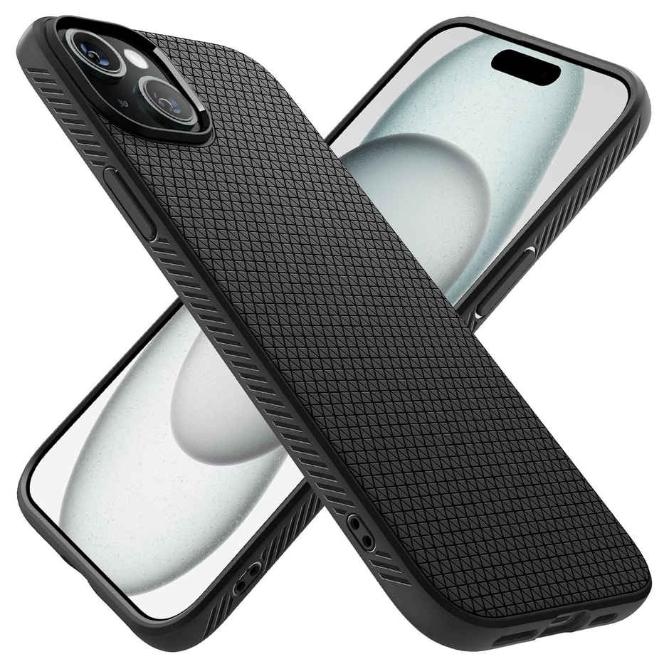 Spigen Liquid Air Back Cover Case Compatible with iPhone 15 (TPU | Matte Black)